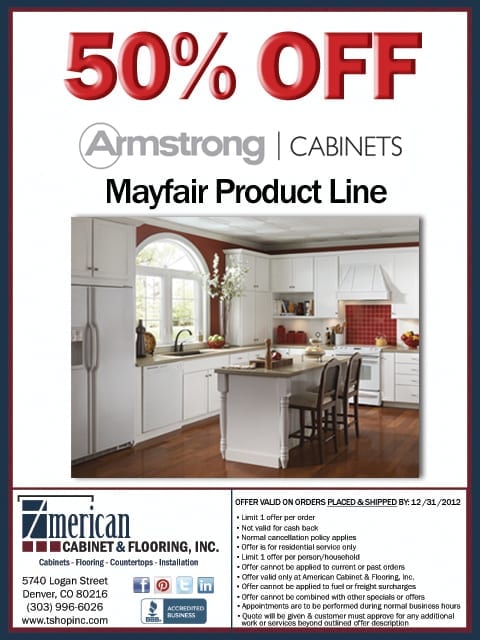 50% OFF Armstrong Cabinets Mayfair Product Line