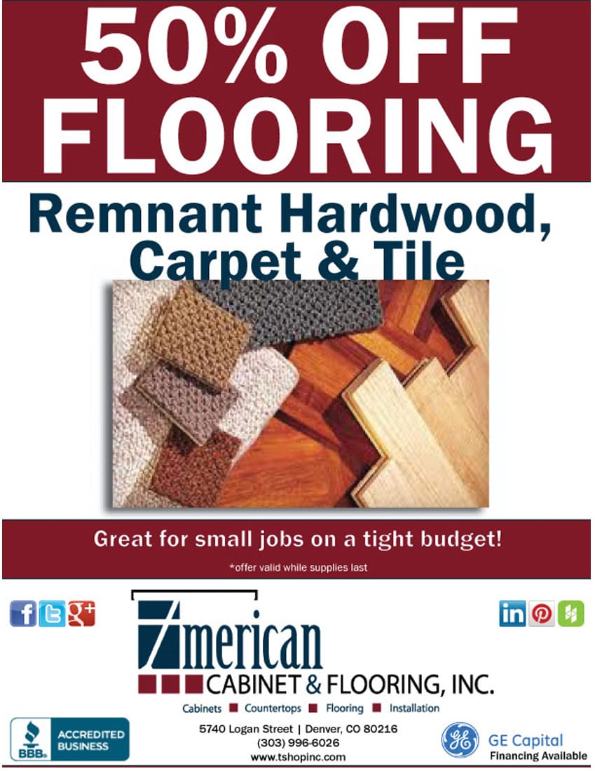 50% OFF Remnant Hardwood Carpet & Tile Flooring at American Cabinet & Flooring
