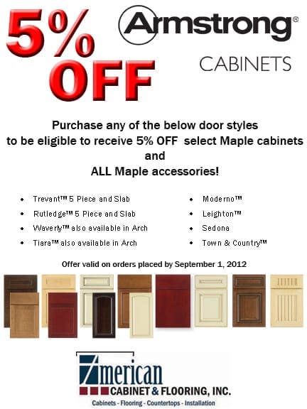 5% OFF Select Armstrong Maple Cabinets