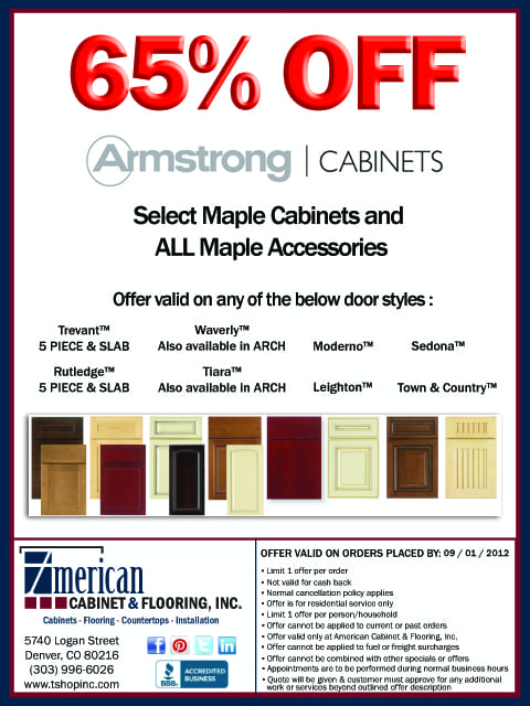 65% OFF -  Select Armstrong Maple Cabinets -