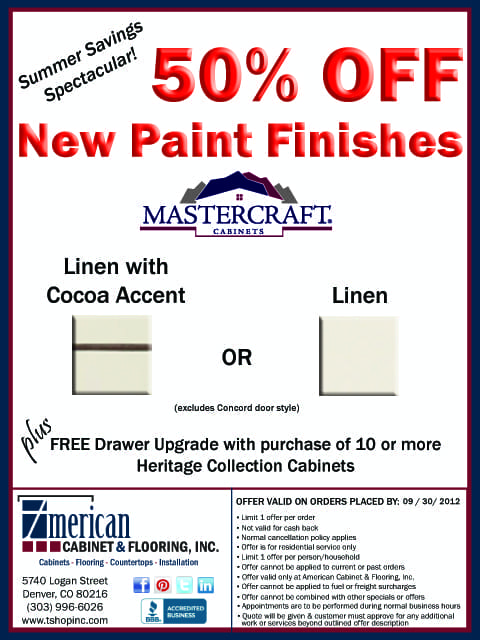 50% Off New Paint Finishes from Mastercraft Cabinets