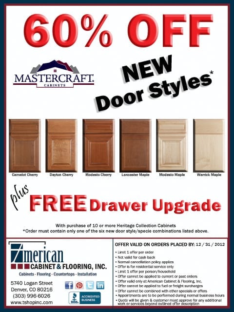 60% OFF New Mastercraft Door Styles + FREE Drawer Upgrade