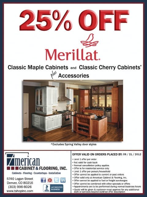 25% Off Merillat Classic Maple & Cherry Cabinets