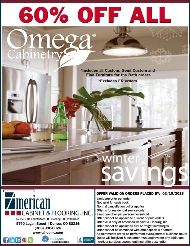 Omega Cabinetry Winter Savings Sales | 60% OFF *ALL* Orders through 02.15.13