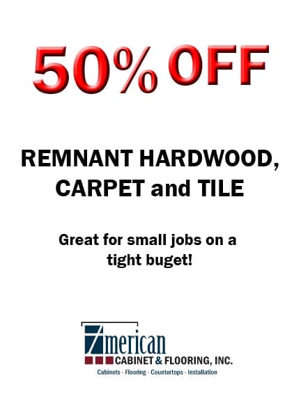 50% OFF Remnant Hardwood, Carpet & Tile