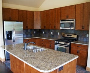 cherry cabinets granite kitchen countertop
