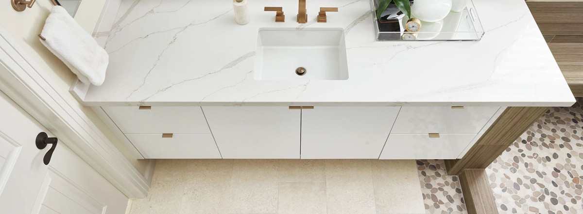 Bertoli Quartz Countertops & Konkrete Bianco Porcelain Floor